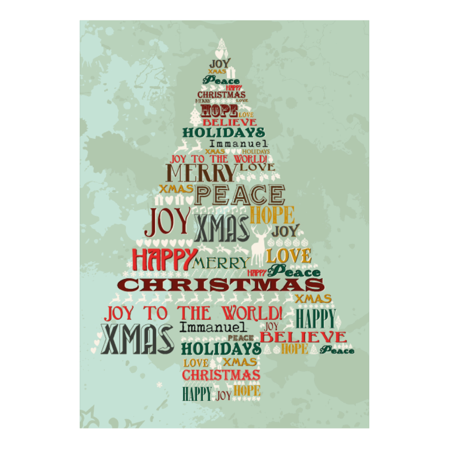 Kerstkaart 'Letterboom'