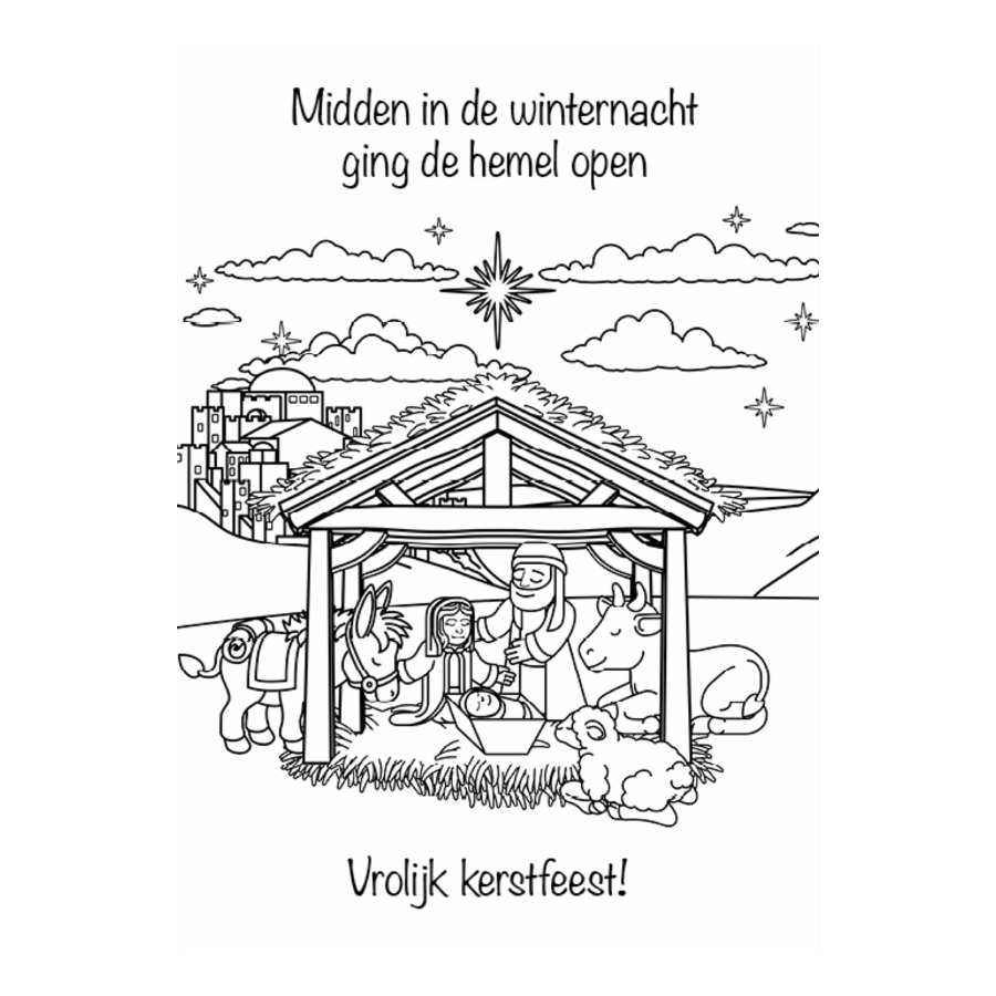 Kerstkaart 'Kleurplaat'