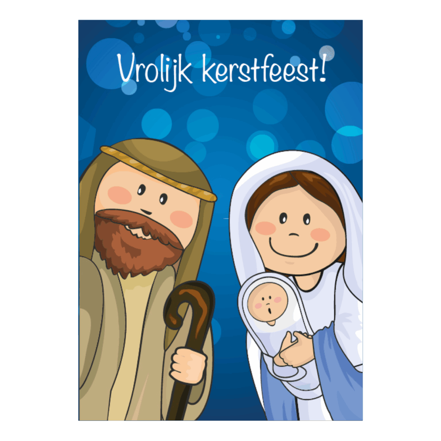 Kerstkaart 'Jozef en Maria - kinderen'