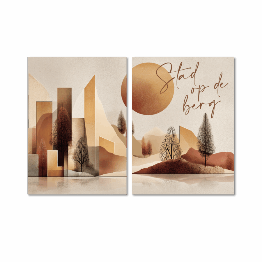 Tweeluik A3 (met tekst) 'Stad op de berg'