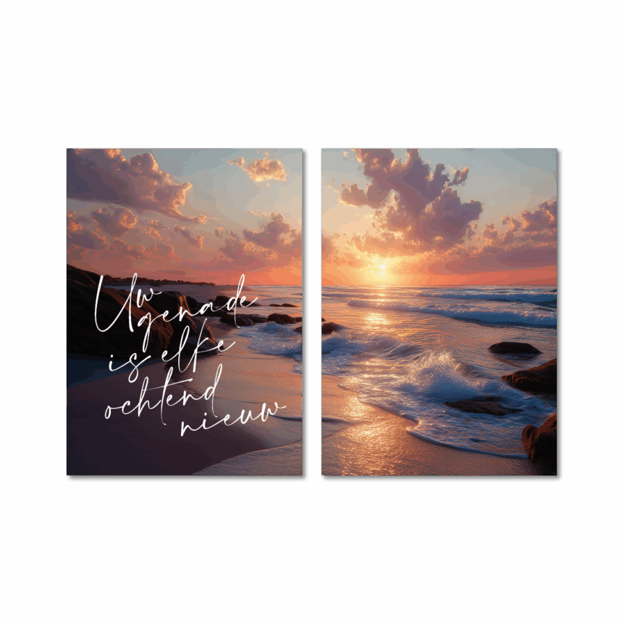 Tweeluik A3 (met tekst) 'Uw genade is elke ochtend nieuw'