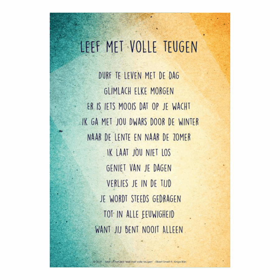 Poster 'Leef met volle teugen' - refrein geel