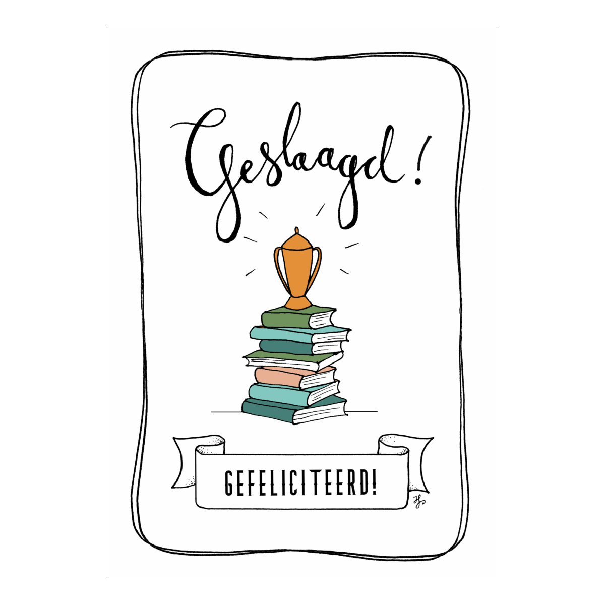 Kaart 'Geslaagd, gefeliciteerd'