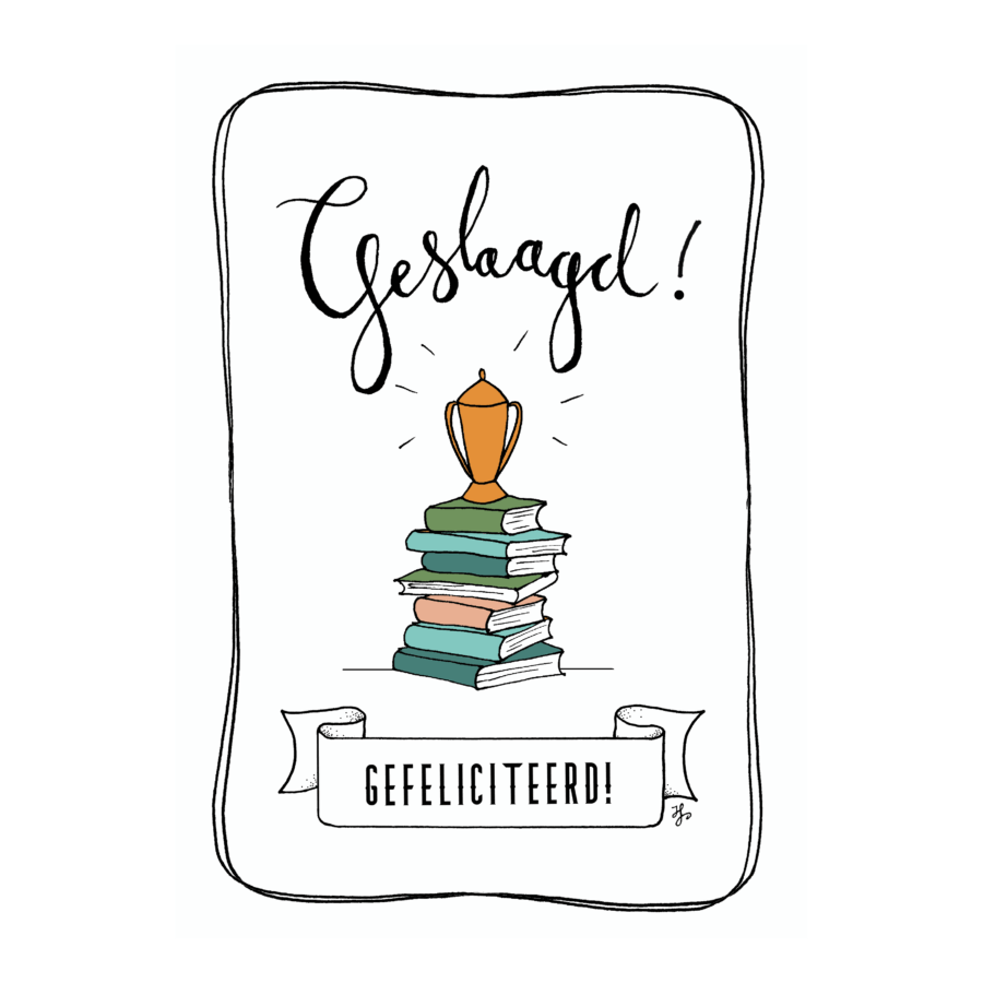 Kaart 'Geslaagd, gefeliciteerd'
