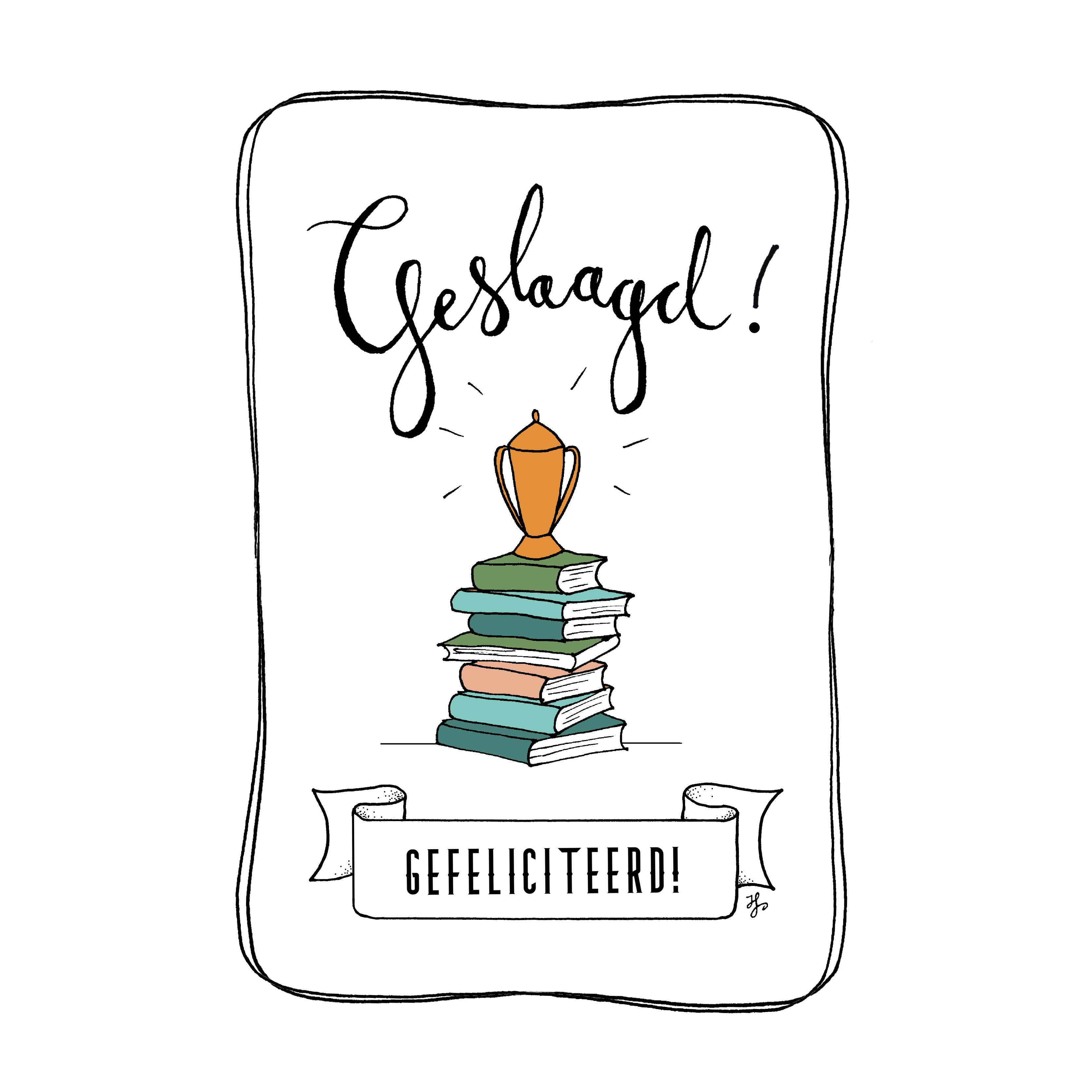 Kaart 'Geslaagd, gefeliciteerd'