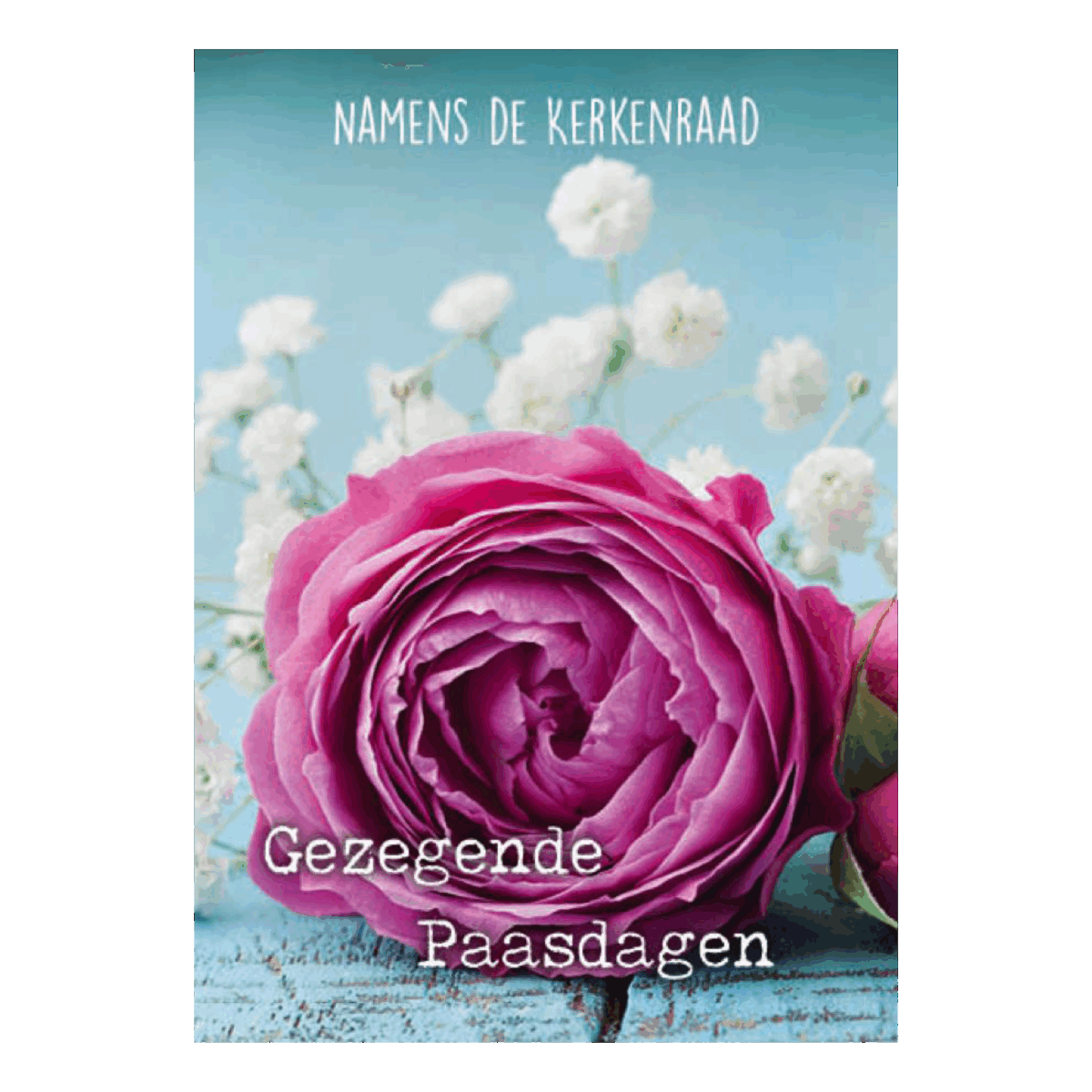 100 Voordeelkaarten kerk 'Gezegende paasdagen - bloem rose'