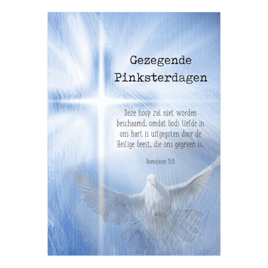 Kaart 'Gezegende pinksterdagen- kruis-duif'