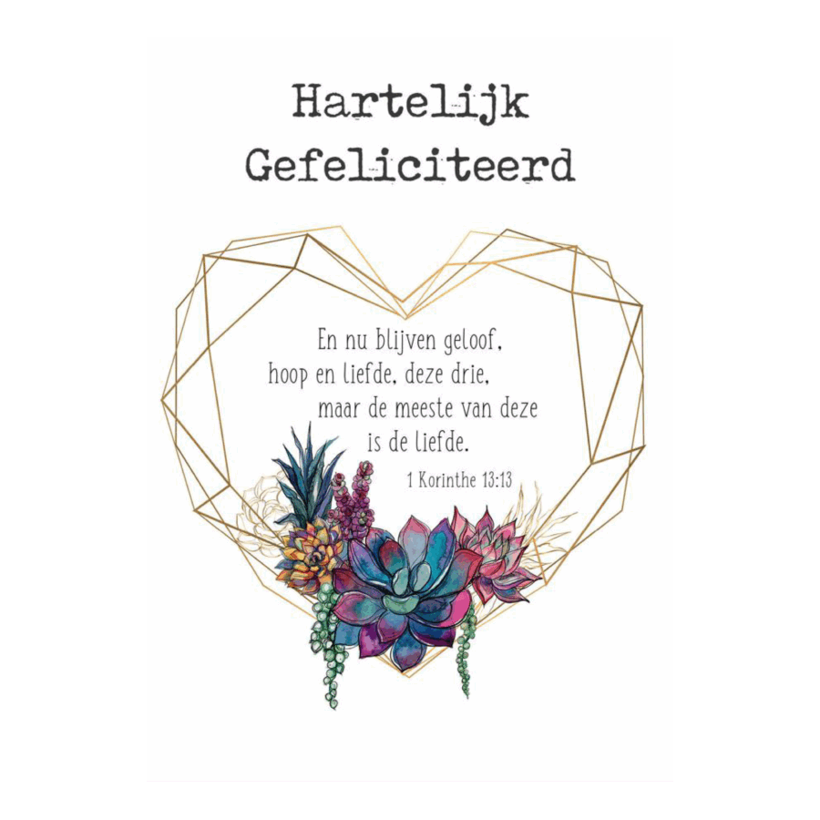 Voordeelkaart 'Hartelijke Gefeliciteerd - hart'