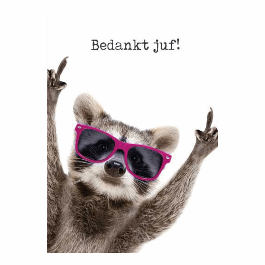 Voordeelkaart 'Bedankt juf - wasbeer'