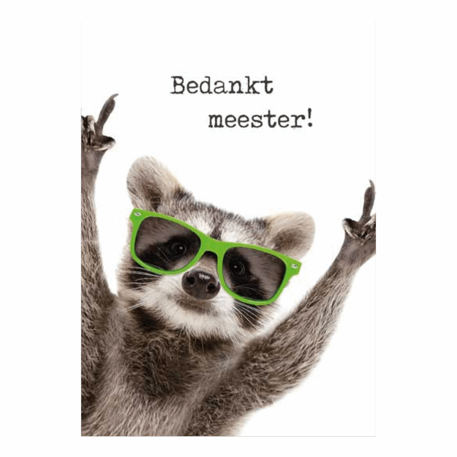 Voordeelkaart 'Bedankt meester - wasbeer'