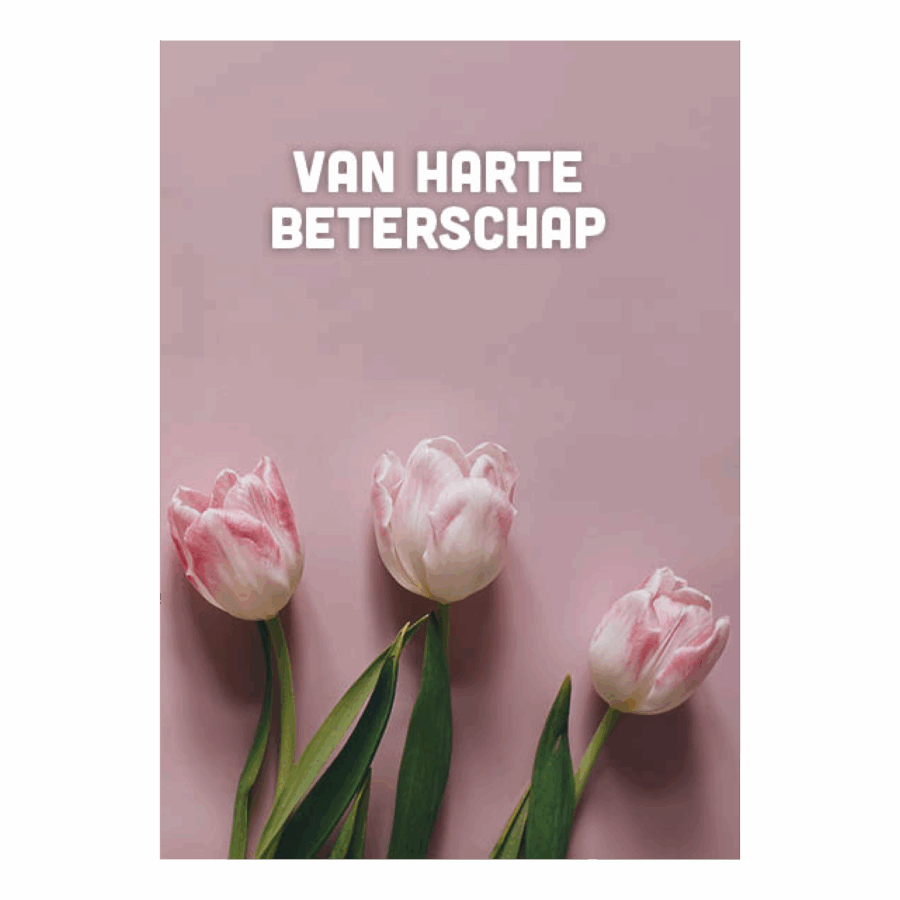 Voordeelkaart 'Van harte beterschap - roze tulpen'