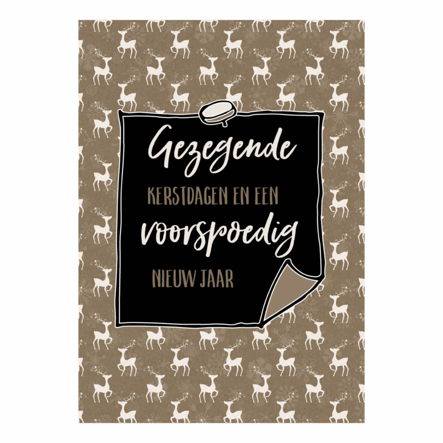 Kerstkaart 'Gezegende kerstdagen - rendier'