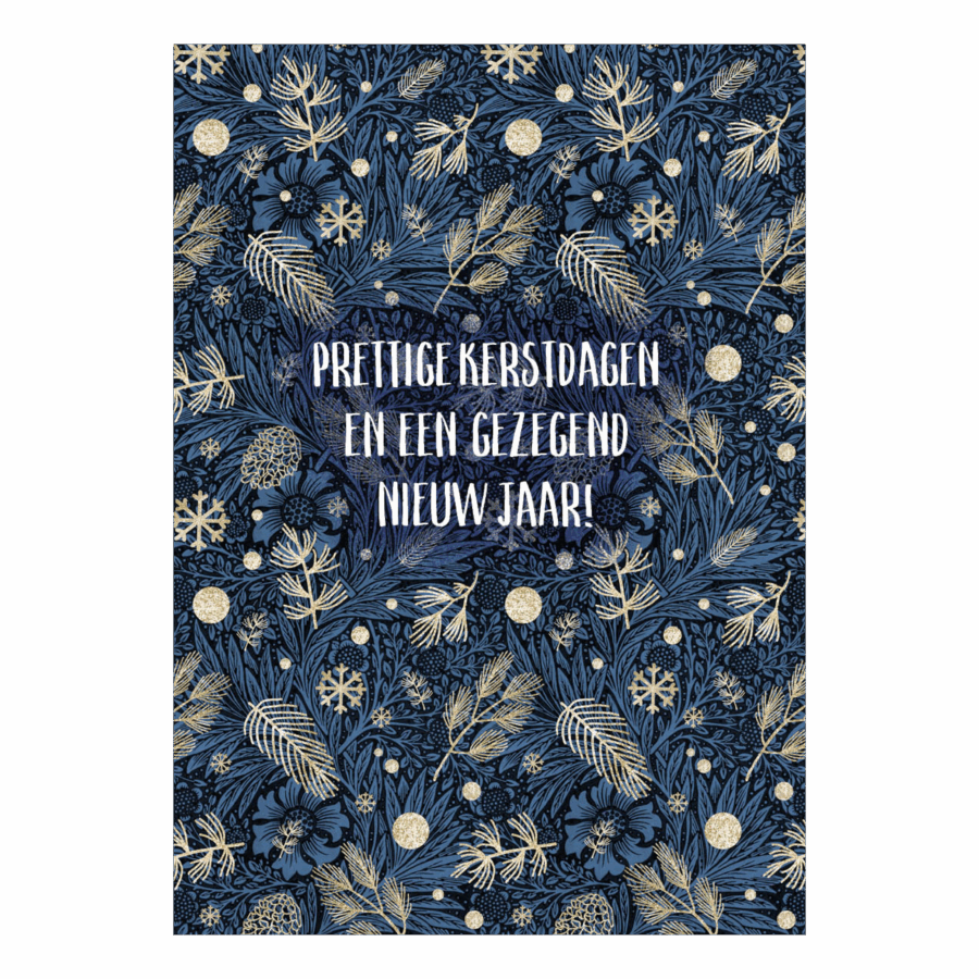 Kerstkaart 'Prettige kerstdagen - blauw'