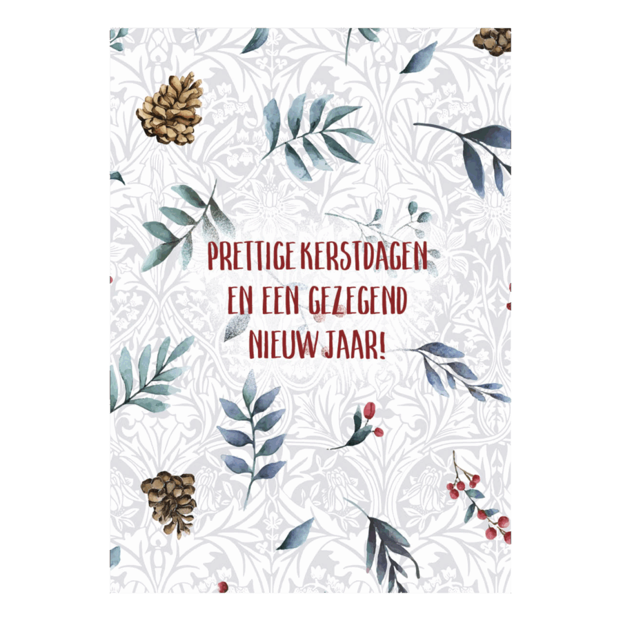 Kerstkaart 'Prettige kerstdagen - wit'