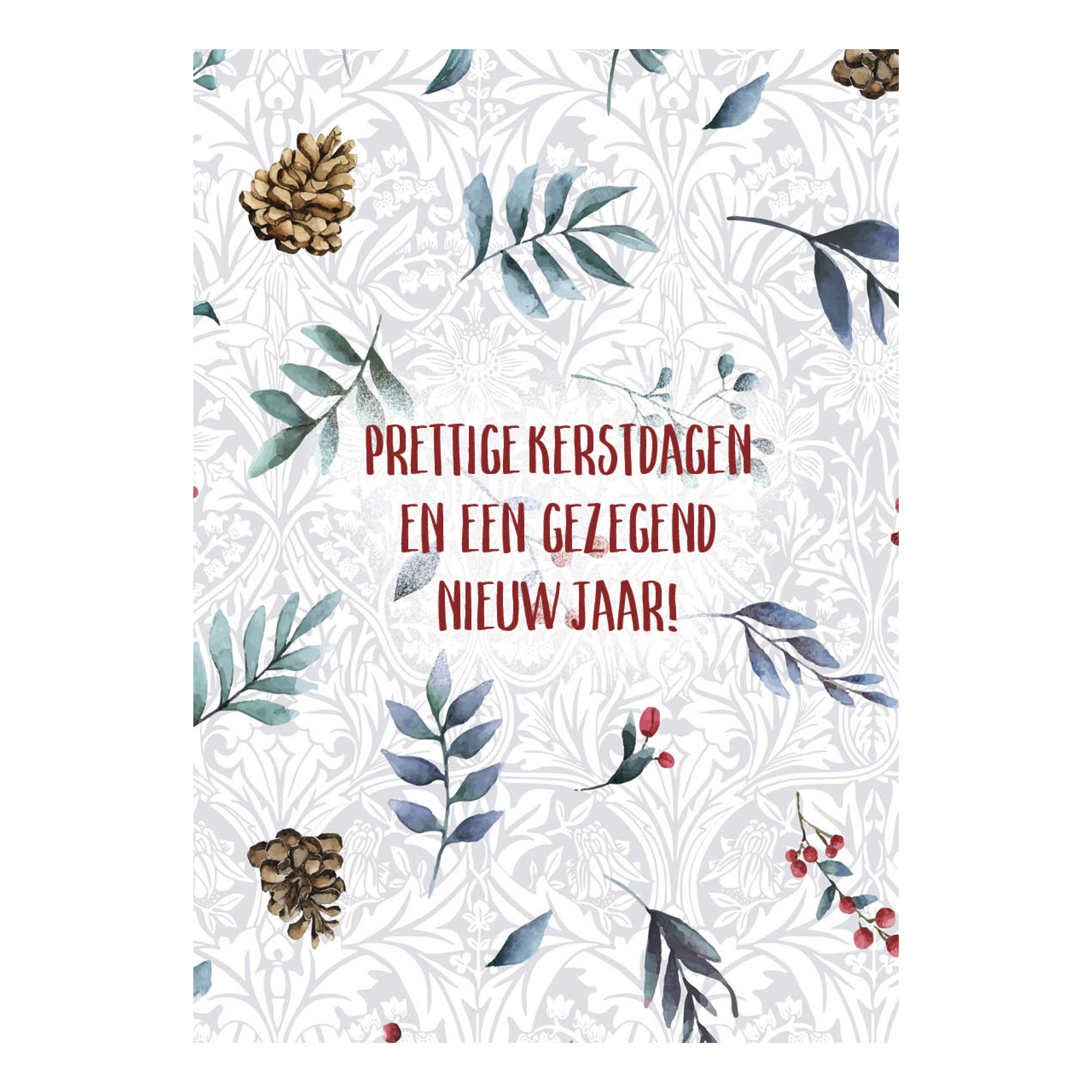 Kerstkaart 'Prettige kerstdagen - wit'