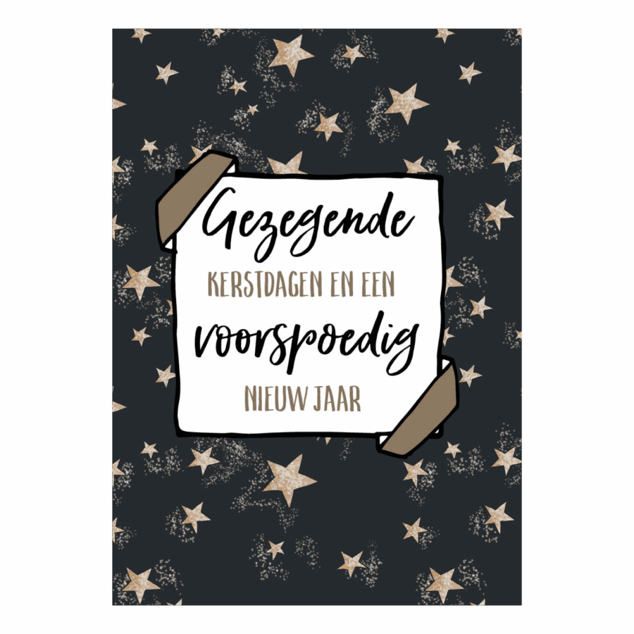 Kerstkaart 'Gezegende kerstdagen - sterren'