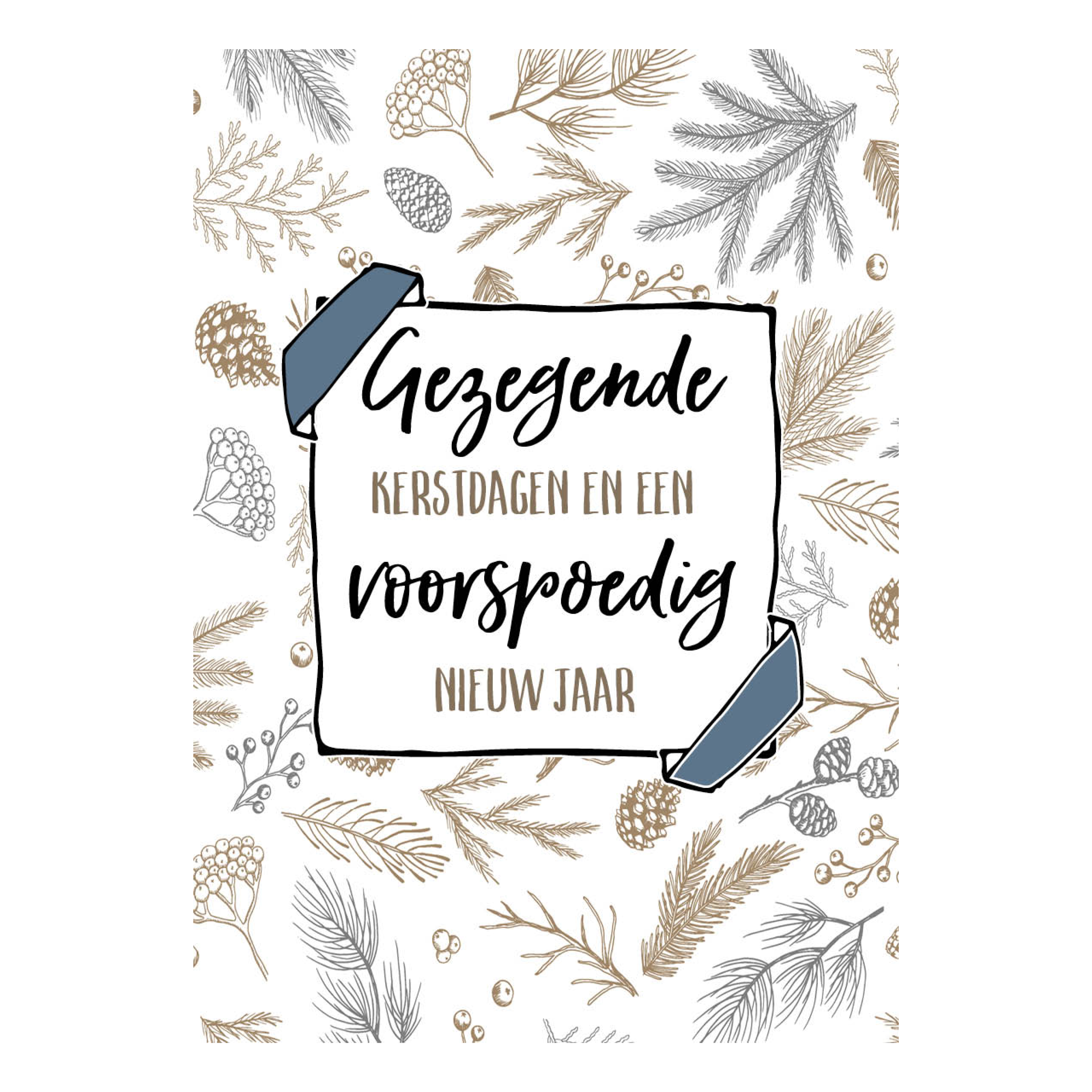 Kerstkaart 'Gezegende kerstdagen - takjes'