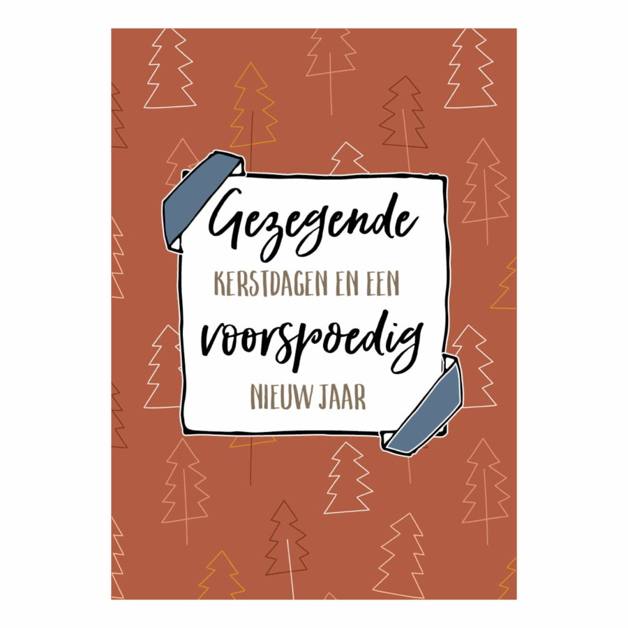 Kerstkaart 'Gezegende kerstdagen - bomen'