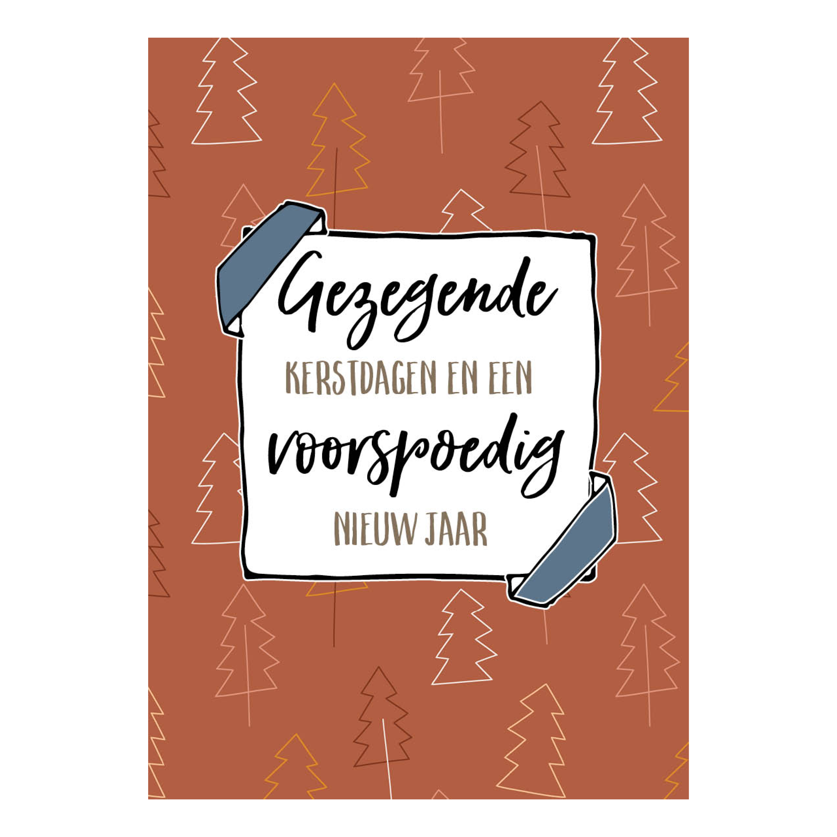 Kerstkaart 'Gezegende kerstdagen - bomen'