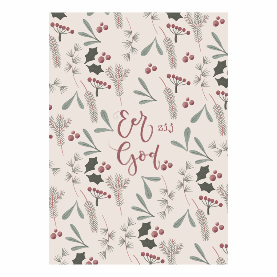Kerstkaart 'Eer zij God' Marjolein