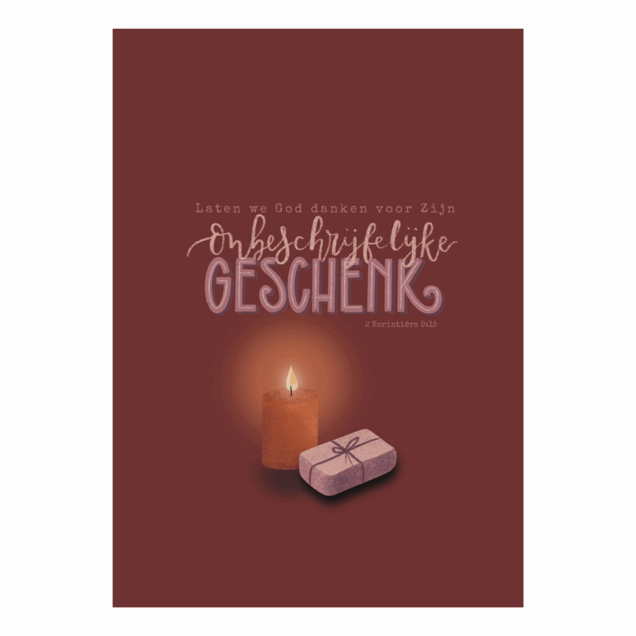 Kerstkaart Marjolein 'Onbeschrijfelijke geschenk'