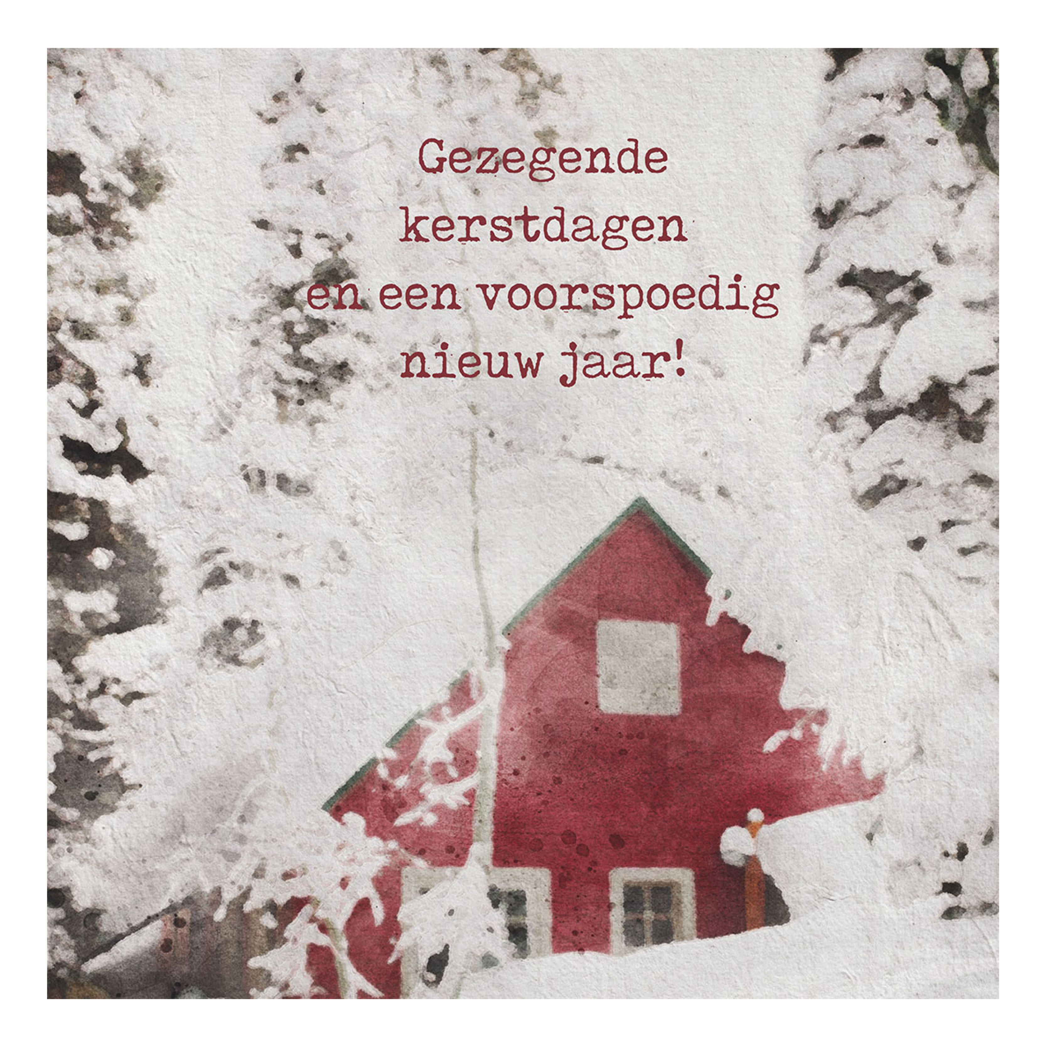 Minikaartje kerst 'sneeuwhuis'