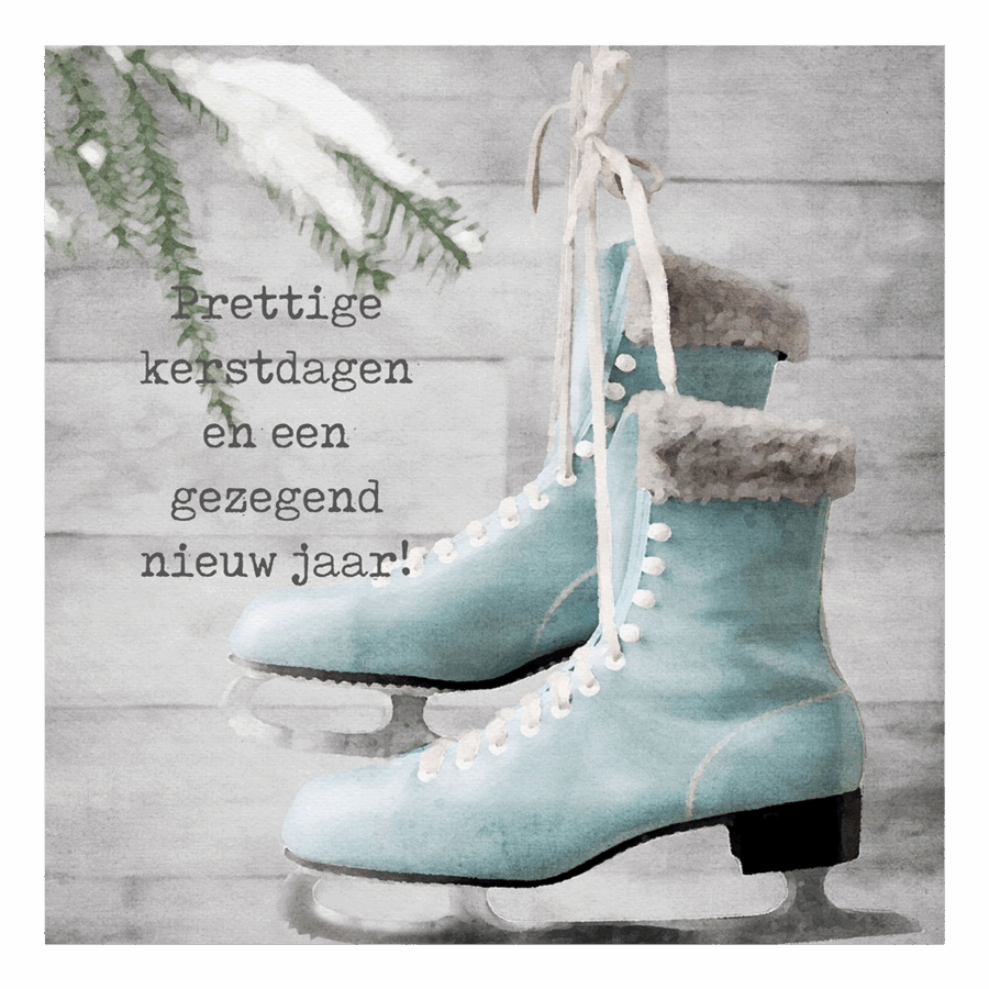 Minikaartje kerst 'schaatsen'