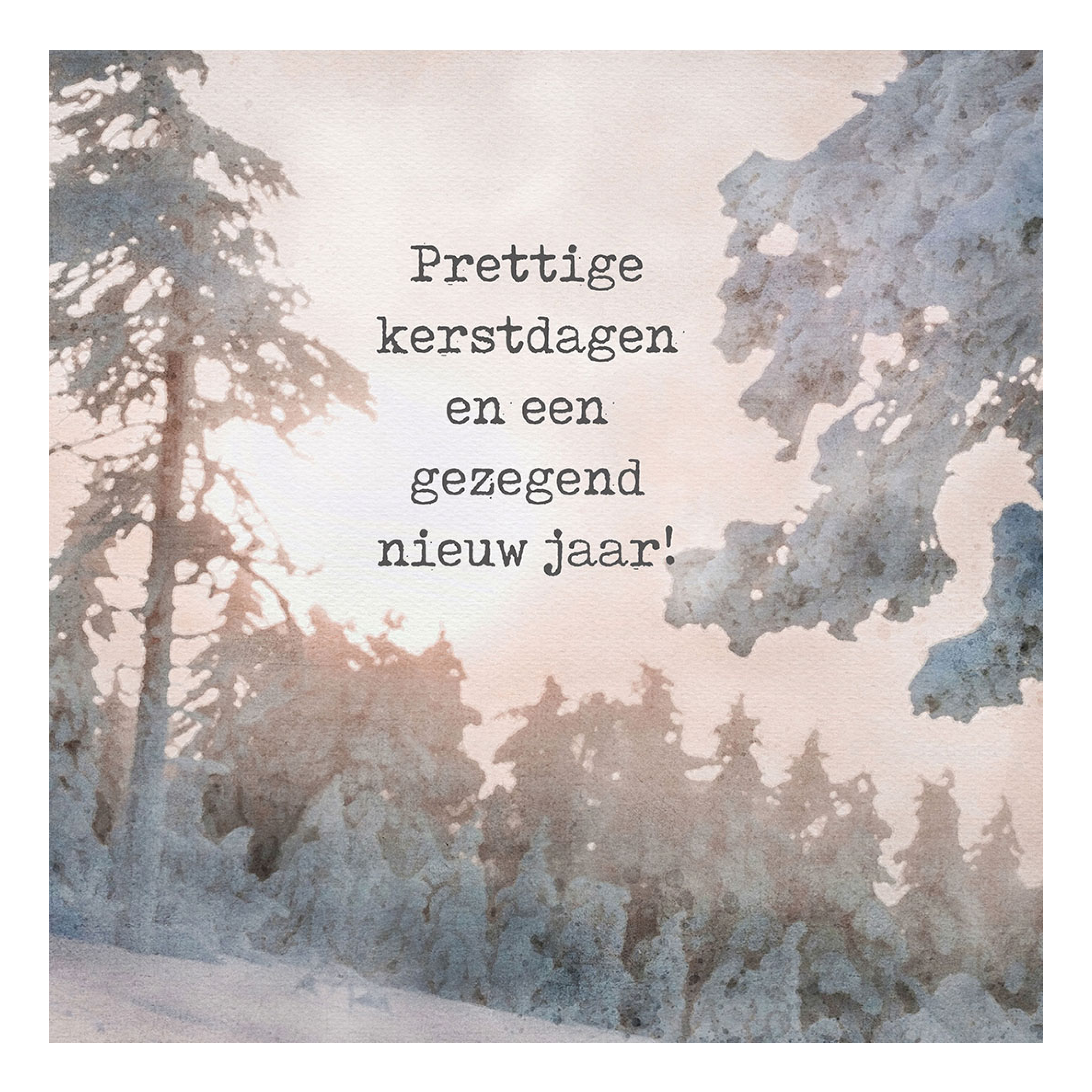 Minikaartje kerst 'besneeuwde bomen'