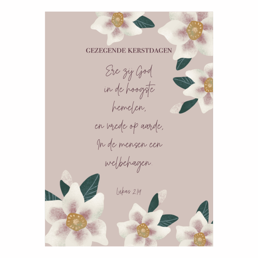 Kerstkaart Marjolein 'Bloemen'