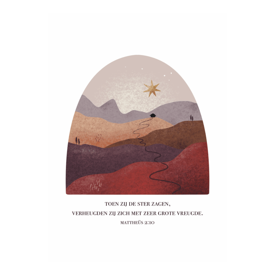 Kerstkaart Marjolein 'Toen zij de ster zagen'