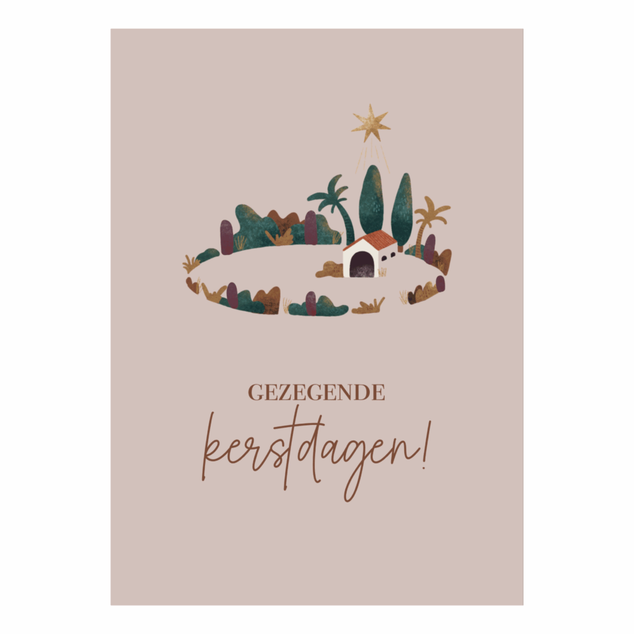 Kerstkaart Marjolein 'Gezegende Kerstdagen - stal'