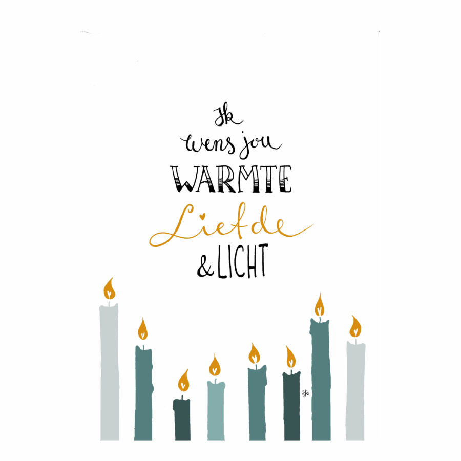 Kerstkaart Henrike 'Warmte, liefde & licht'