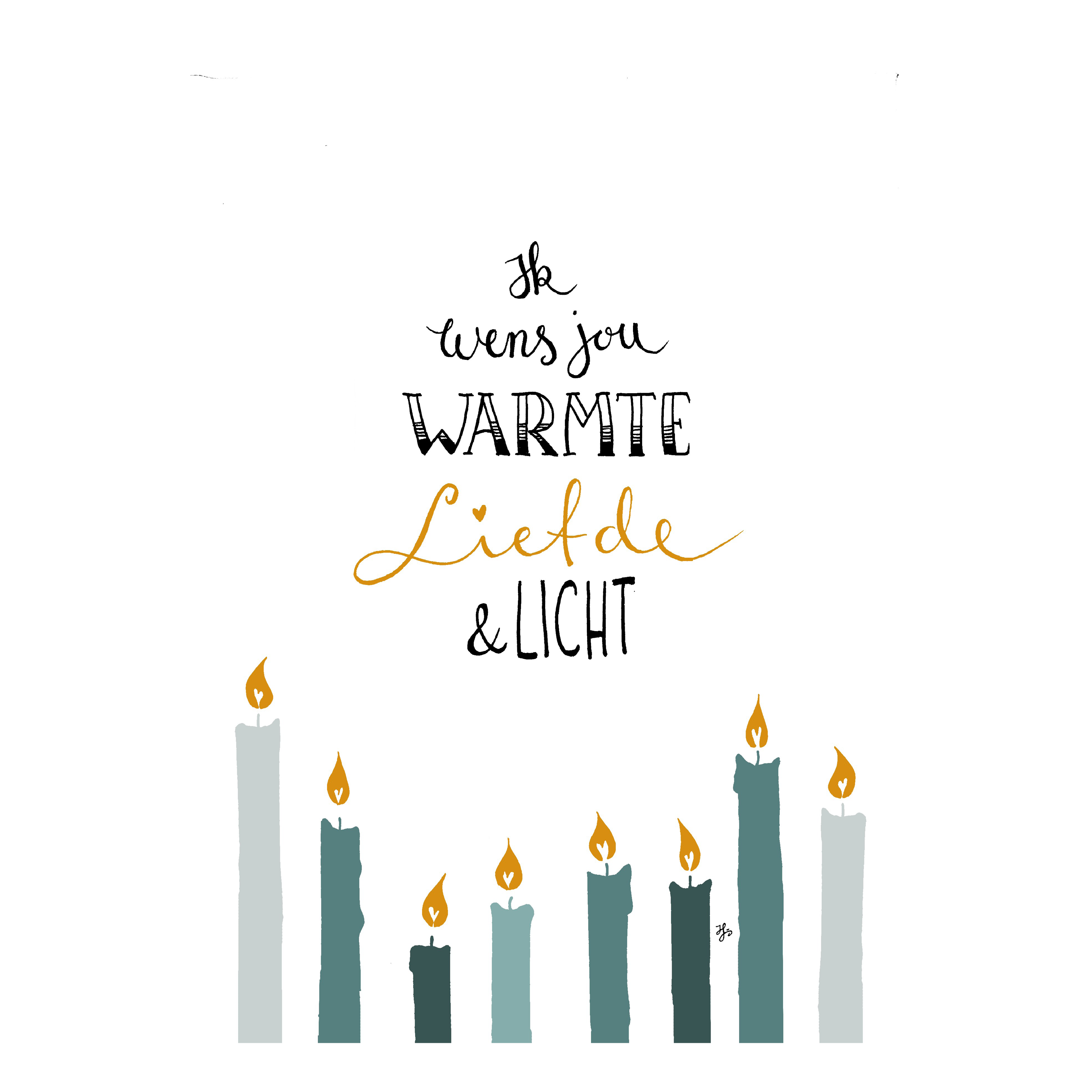 Kerstkaart Henrike 'Warmte, liefde & licht'