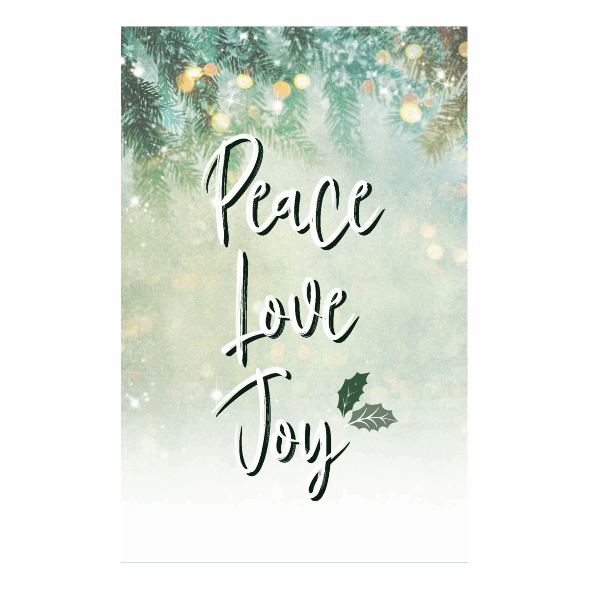 Minikaartje Kerst 'Peace, Love, Joy'