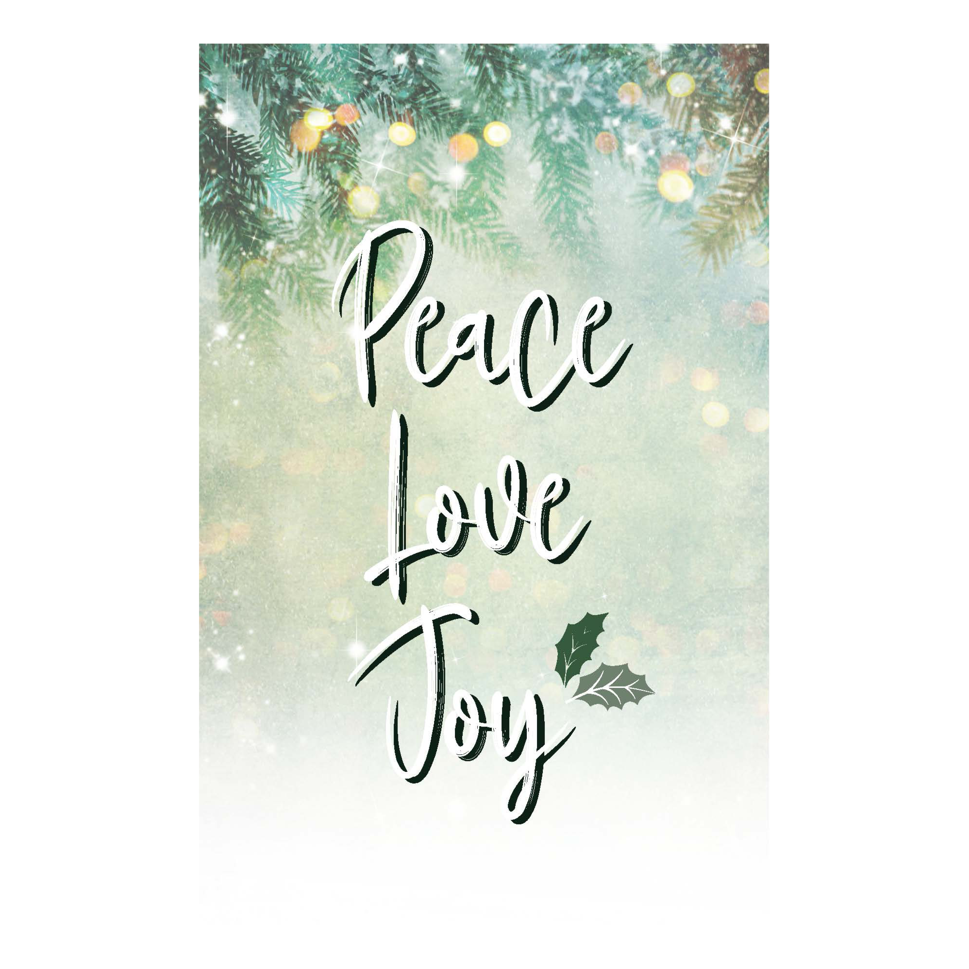 Minikaartje Kerst 'Peace, Love, Joy'