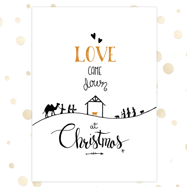 Poster A4 'Love came down' - Kerstposter