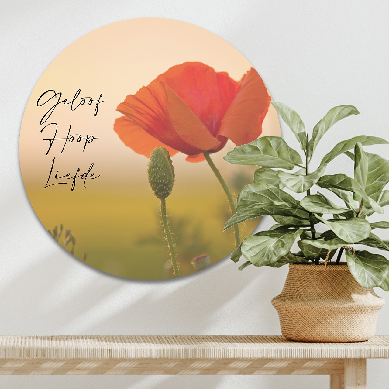 Muurcirkel 'Klaproos - geloof, hoop en liefde'