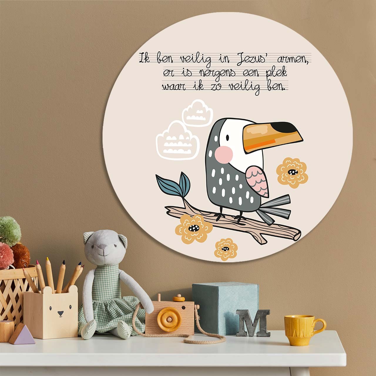 Kinder muurcirkel 'Veilig in Jezus' armen'