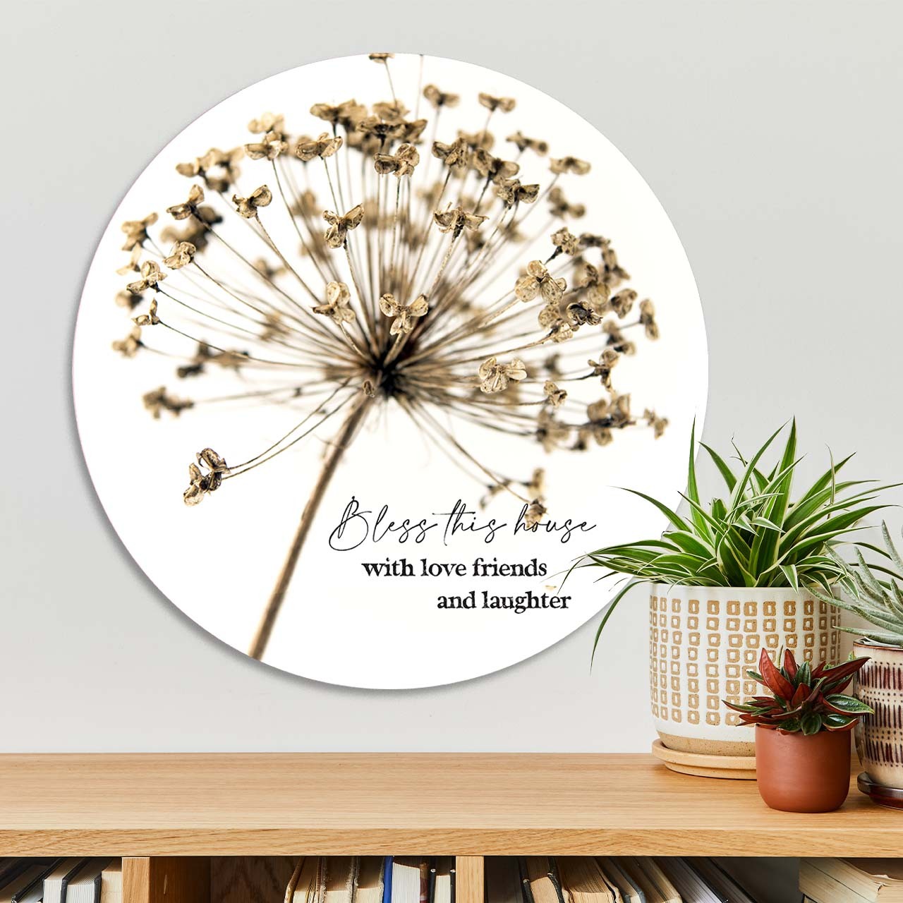 Muurcirkel 'Bless this house - wit'