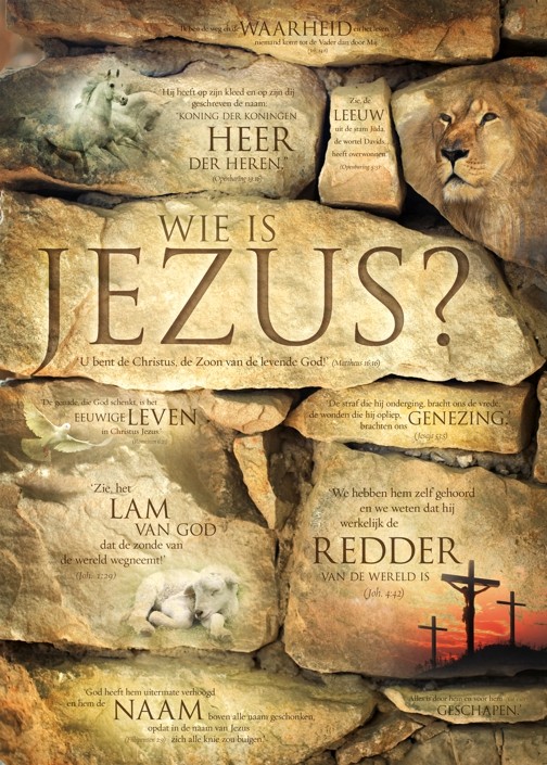 Wandbord A3 'Wie is Jezus?'