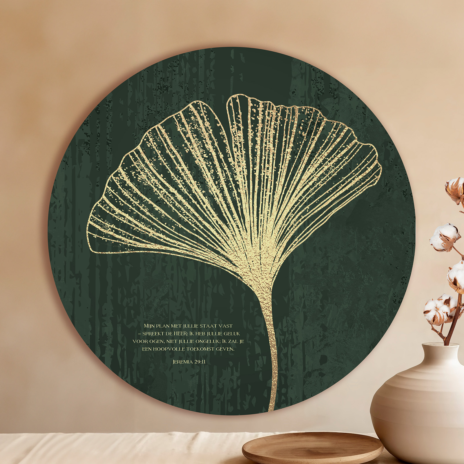 Muurcirkel 'Goudkleurige bloem'