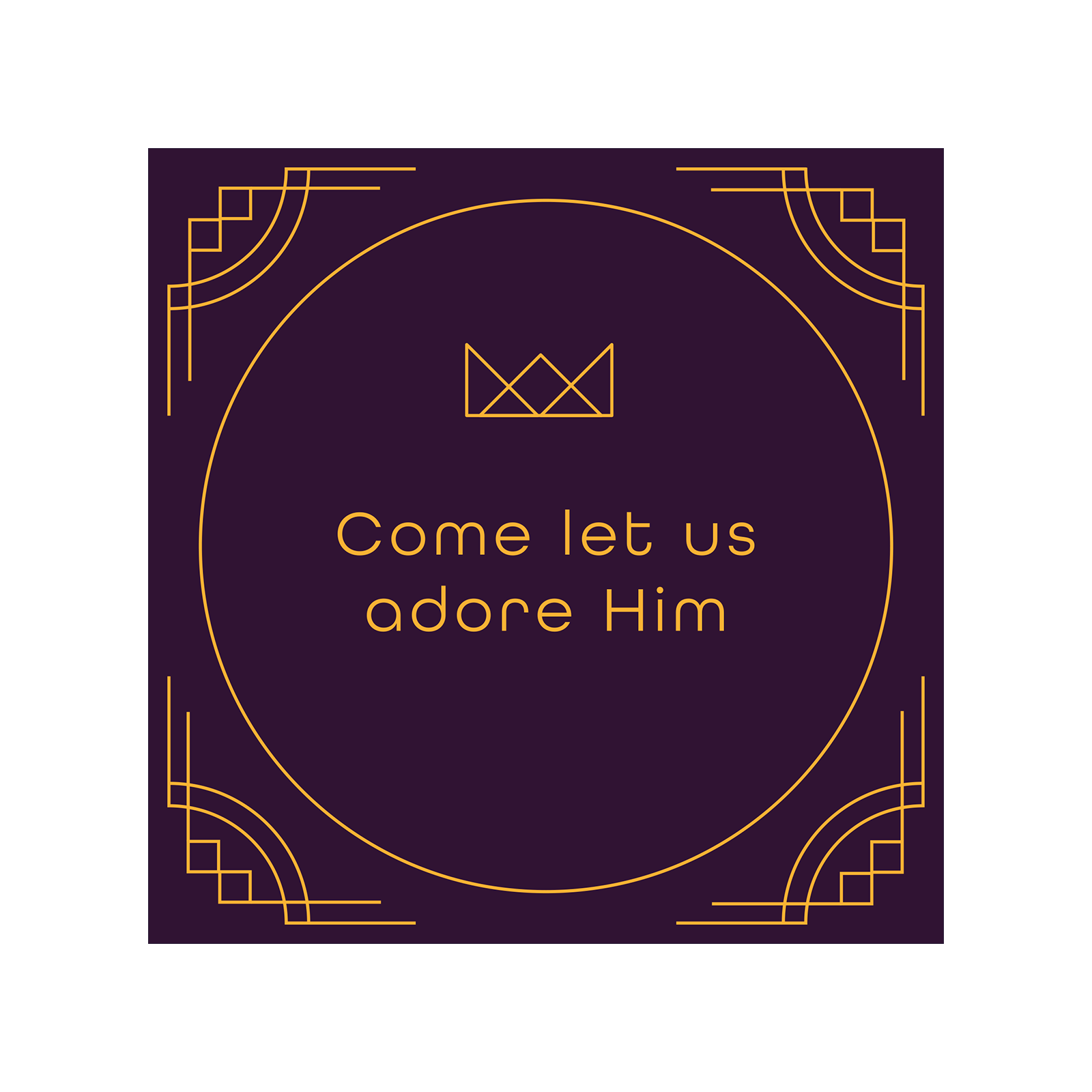 Kerstkaart met goudfolie 'Come let us adore Him'