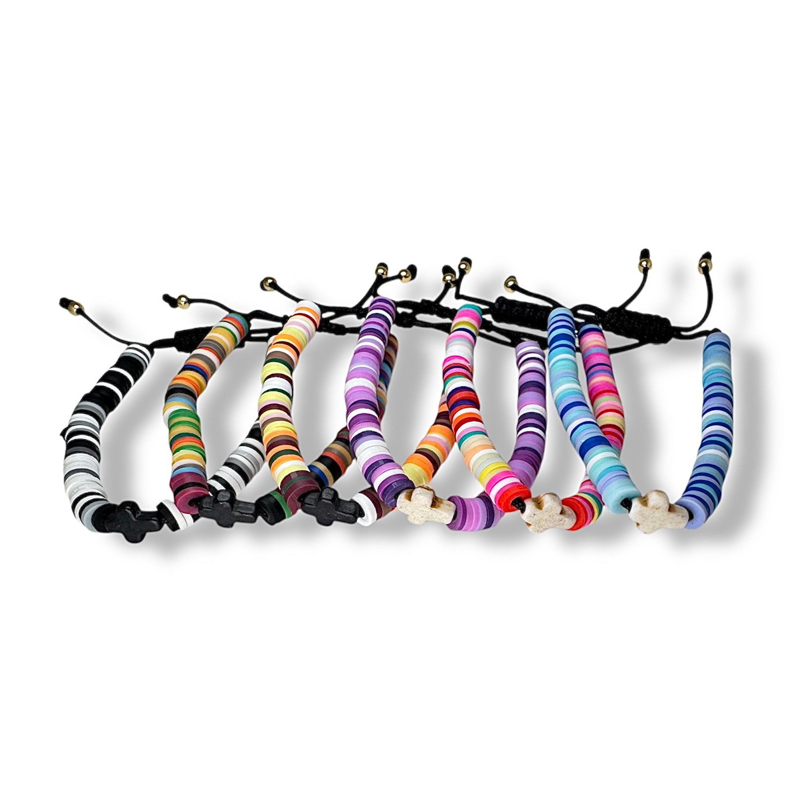 Trekkoord armband gekleurde kralen