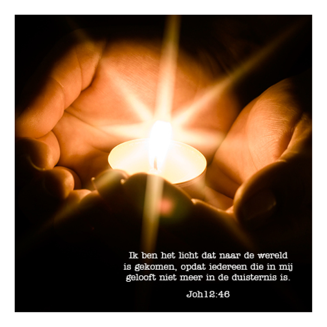 Kerstkaart 'Waxinelichtje - Licht der wereld'