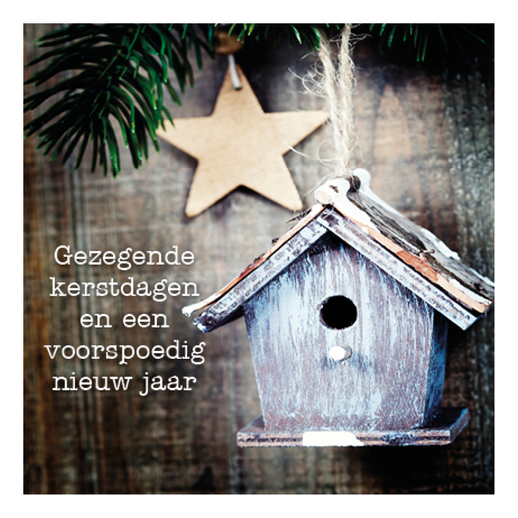 Kerstkaart 'Vogelhuisje'
