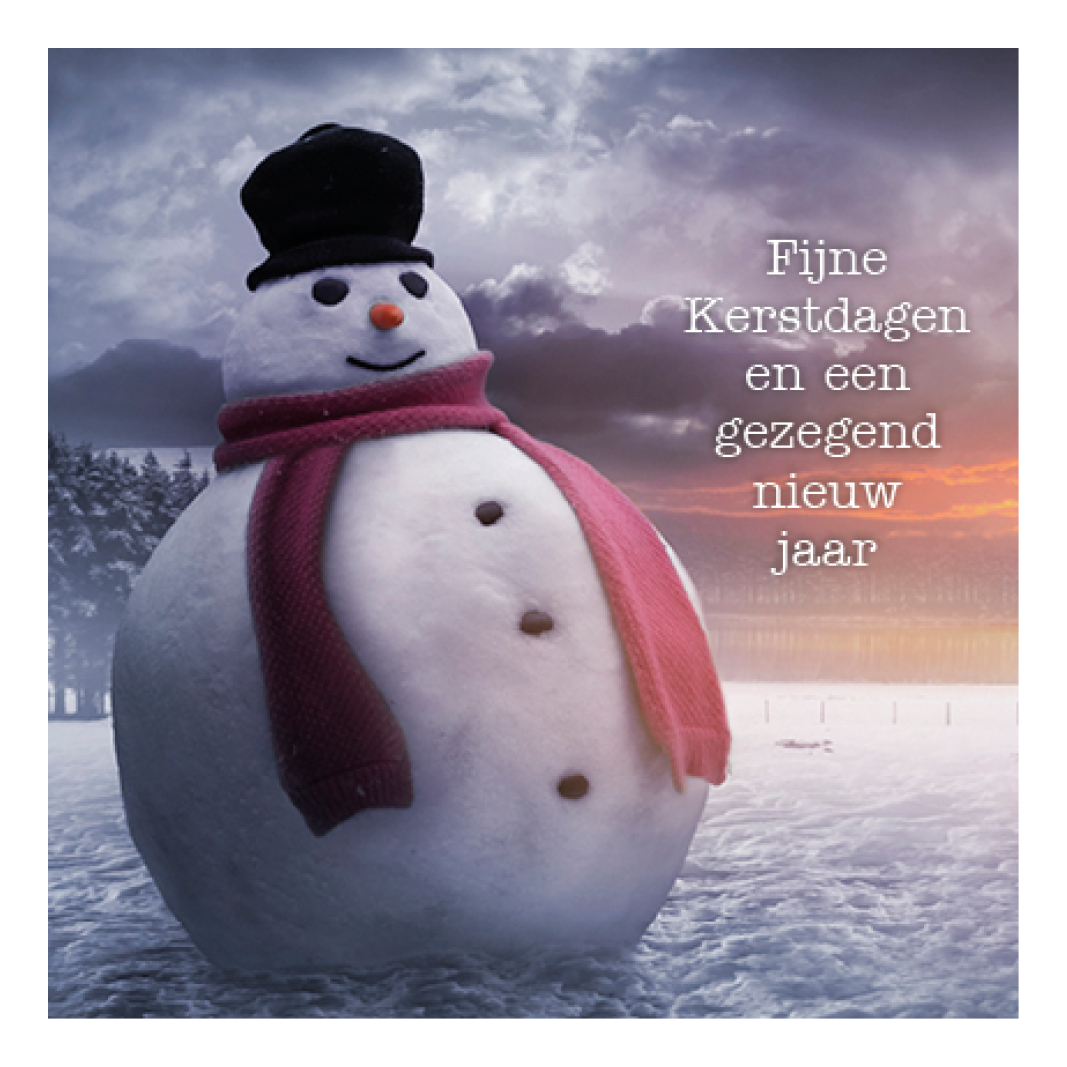 Kerstkaart 'Sneeuwpop'