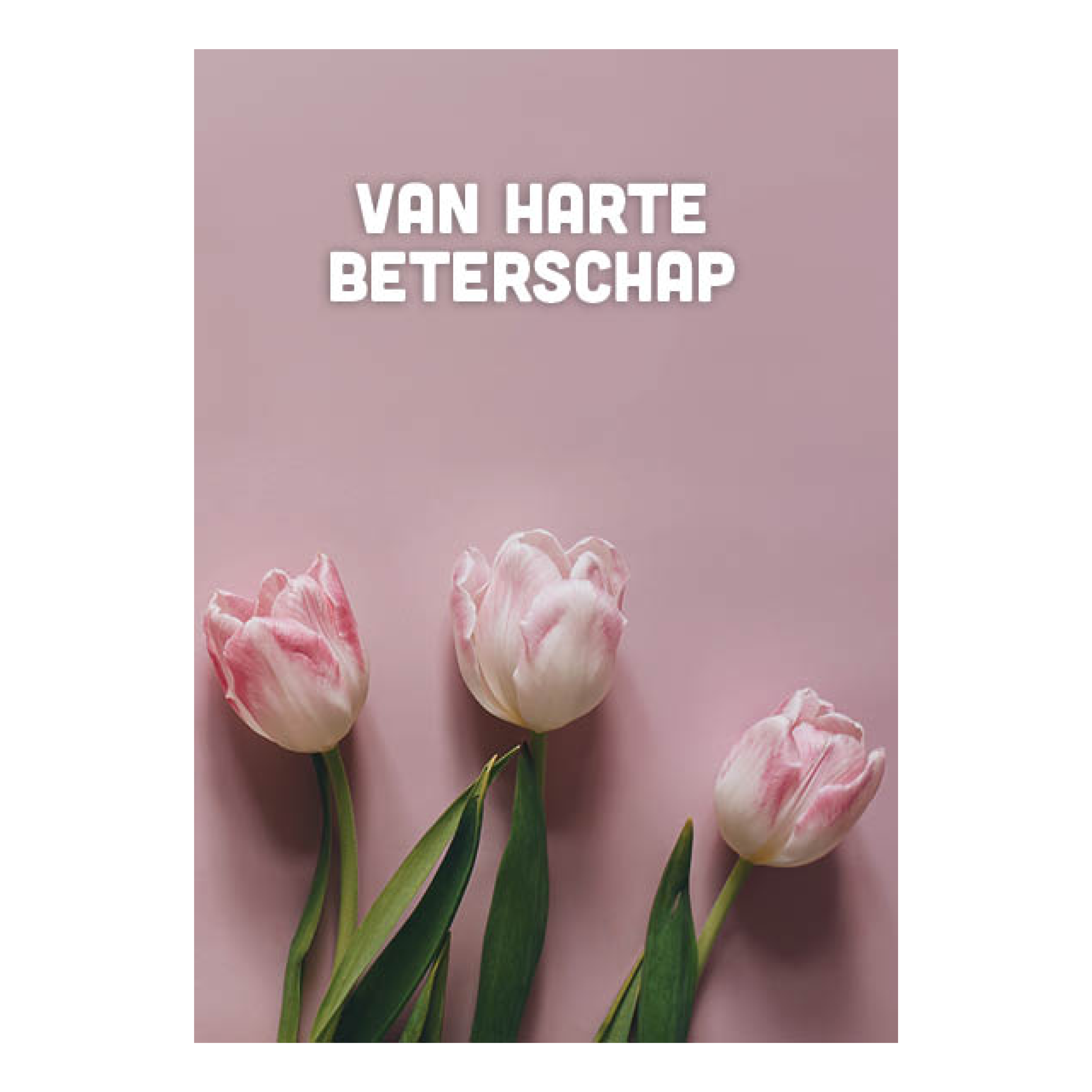 Voordeelkaart 'Van harte beterschap - roze tulpen'