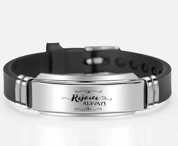 Siliconen armband 'Rejoice always'