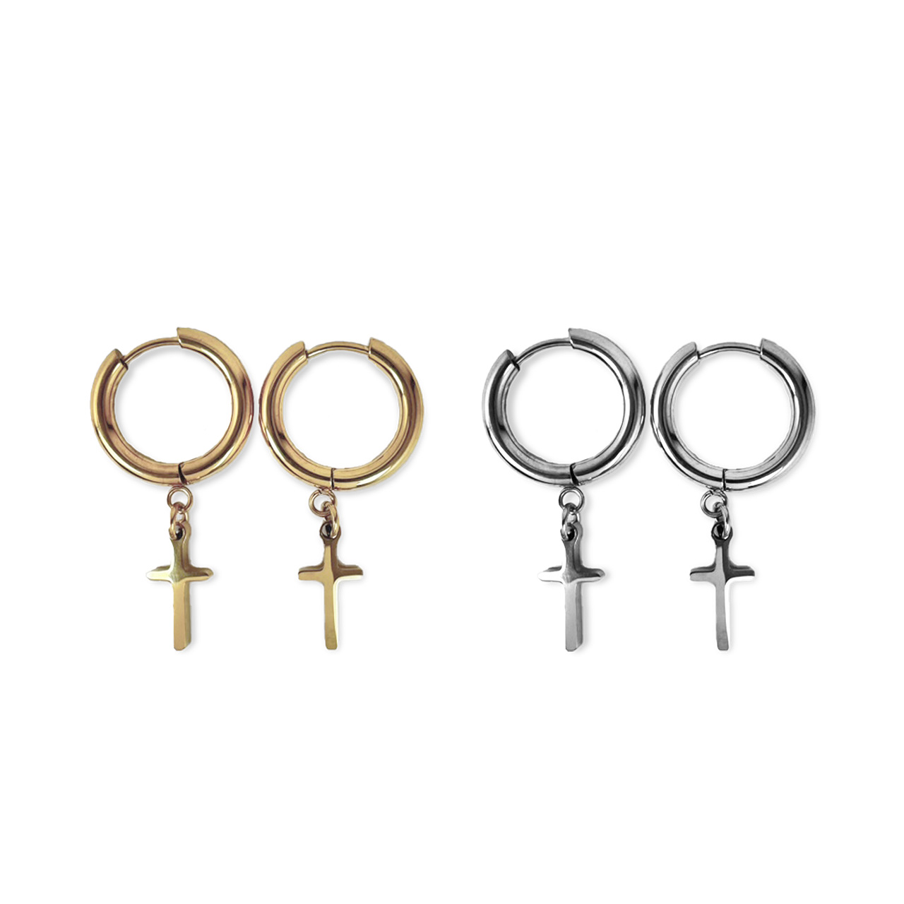 Oorbel - ring kruisje