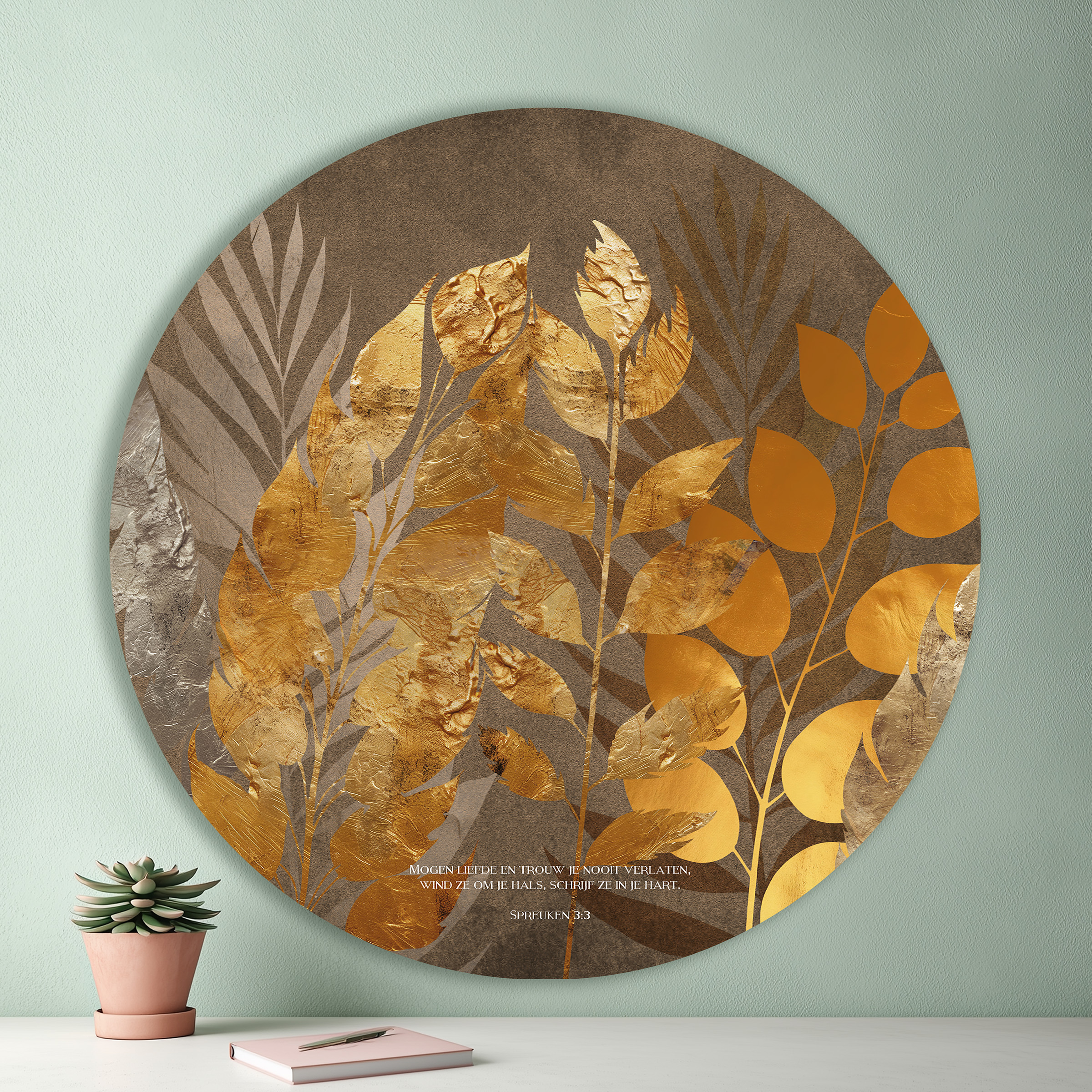 Muurcirkel 'Goudkleurige takken'